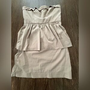 BCBG MaxAzria Huxley Pumice Strapless Peplum Mini Dress Size 8 Nude